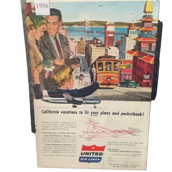 Vintage 1956 United Air Lines California Vacations Ad Advertisement - Picture 5 of 5
